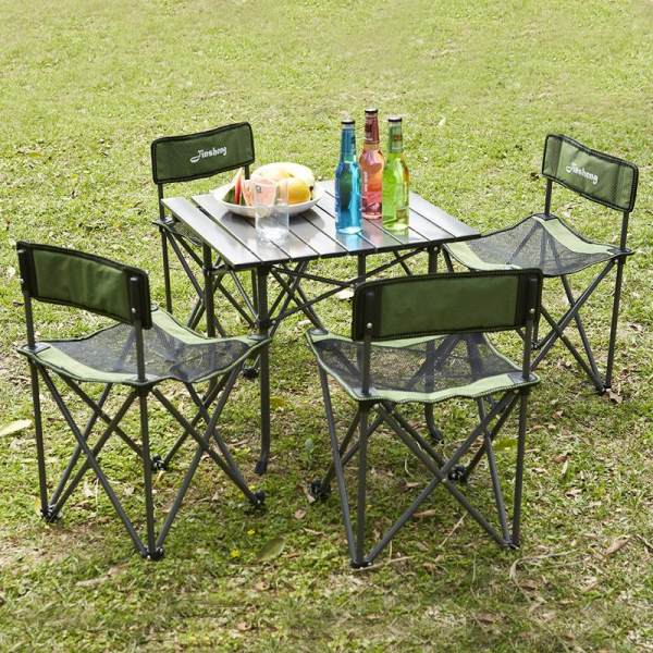 Shome nuo Outdoor Folding Tables And Chairs Combination Portable Five Pieces Set Barbecue Self-driving Travel Leisure Beach Table And Chair Set