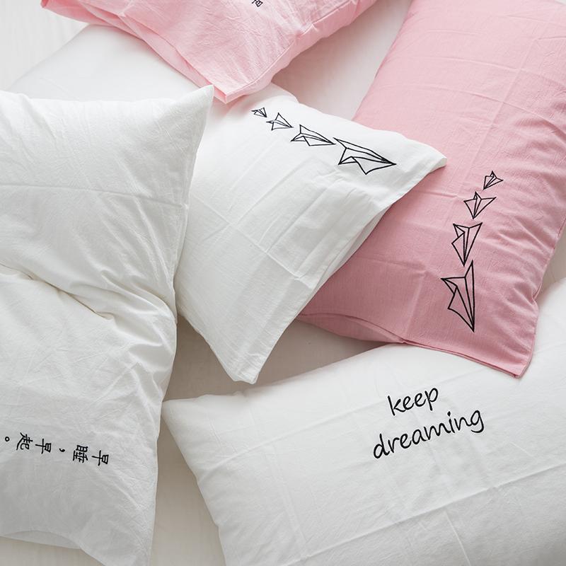 100% Cotton Trắng Bông Giặt Nước Vỏ Gối Nghề Thêu 100% Cotton Giản Lược Màu Anh Thêu Hoa Vỏ Gối Đơn Một Cặp 2