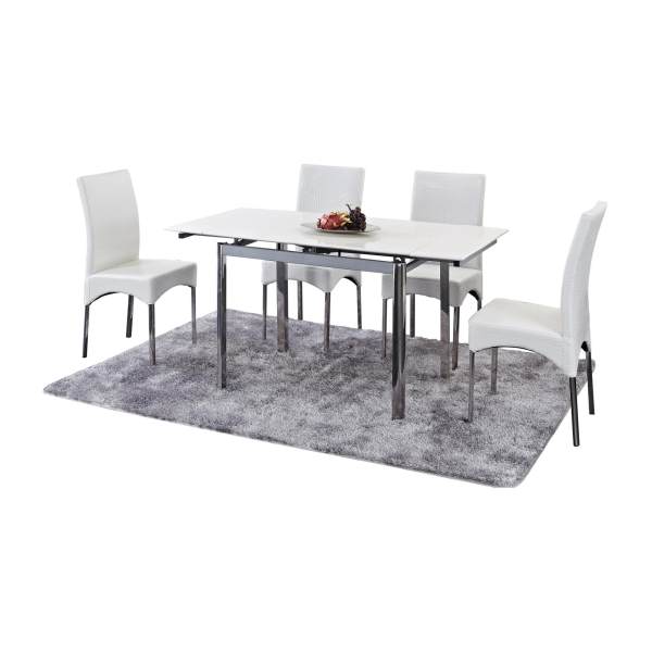 Jolien Extendable Marble Top Dining Table + 4 Dining Chairs (FREE DELIVERY)(FREE ASSEMBLY)