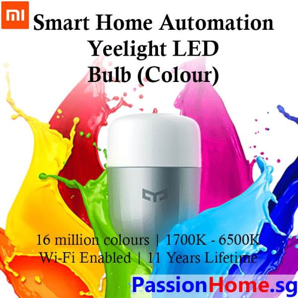Original Yeelight Smart LED E27 Light Bulb (Colour) 9W Wifi 600 Lumens- 16 million colours - (Works with Google Home / Assistant, Amazon Alexa / Echo, IFTTT) - Intelligent Mi Home / Yeelight App - Xiaomi Mijia Home Automation - Passion Home