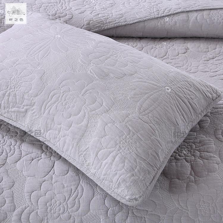 Giản Lược Màu Đồng Bằng Quilt Thêu Hoa Vỏ Gối Dày Chần Bông 100% Cotton Vỏ Gối Một Cặp Không Có Lõi Sợi Màu