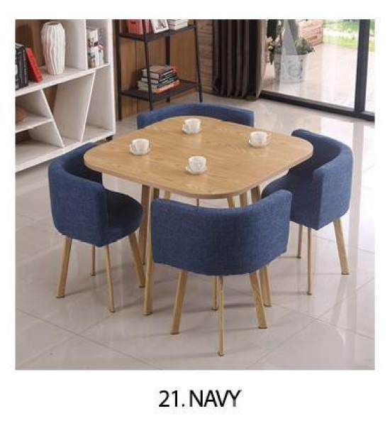 JIJI Spacious Coffee Dining Set (Free Installation) - Fabric Seat (1+4) / Dining Furniture / Tables (SG)