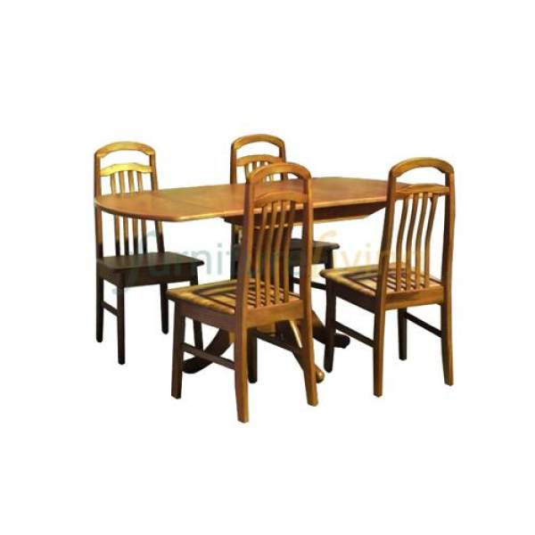 Furniture Living 1+4 / 1+6 Extendable Wooden Dining Set (Cherry)