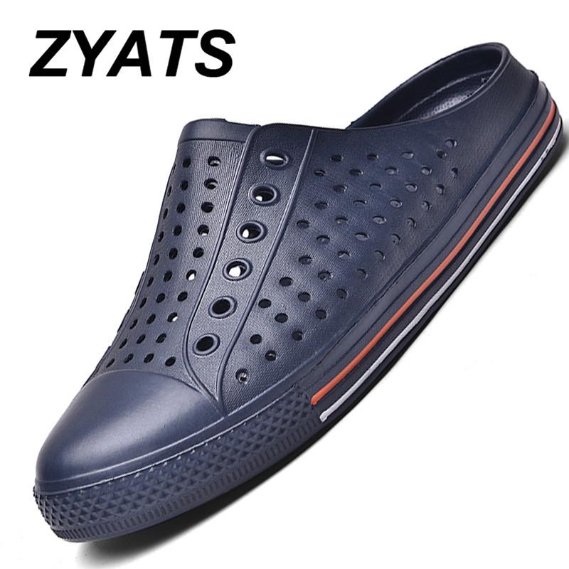 ZYATS ฤดูร้อนรองเท้าแฟชั่นรองเท้าลำลองรองเท้าบุรุษและสตรีรองเท้ากีฬาฮอลโลว์รองเท้าชายหาดบีชรองเท้าใส่รองเท้าแตะรองเท้าแตะแฟชั่นลากครึ่ง