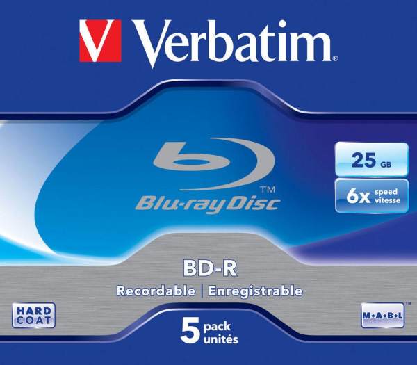 Verbatim BD-R 25GB 6x 5pcs Pack Jewel Case