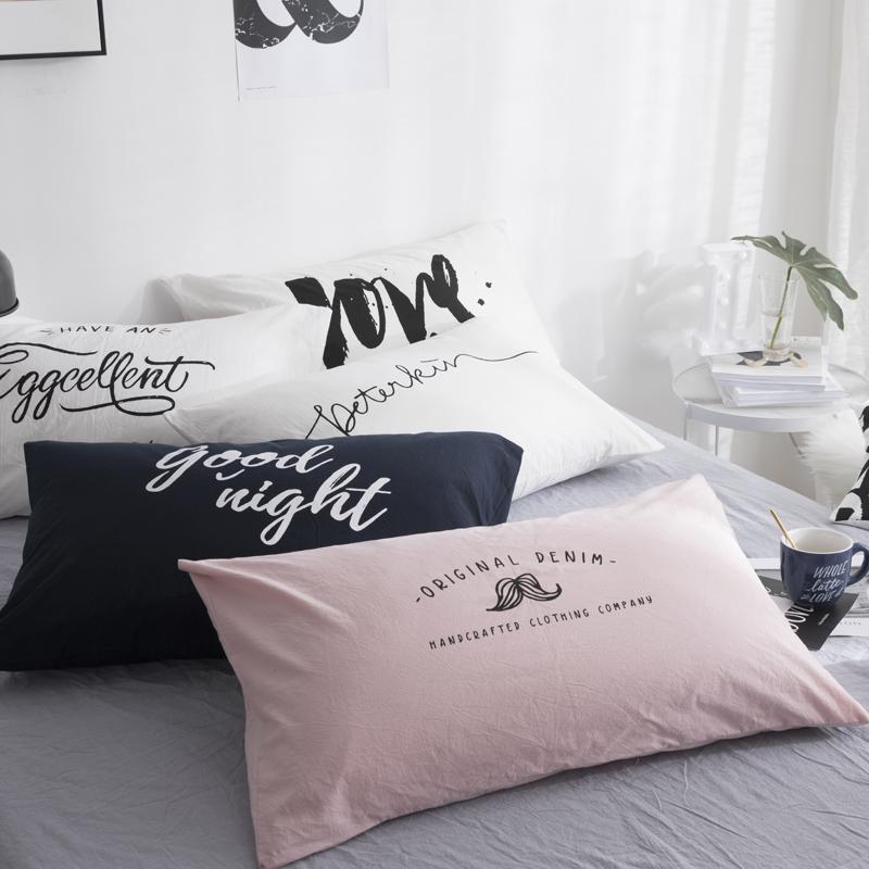 Một Cặp Phong Cách Bắc Âu Bông Giặt Nước 100% Cotton Hoa In Vỏ Gối 100% Cotton 48 * 74cm Đơn Gối Vỏ Bọc Trong Công Chúa