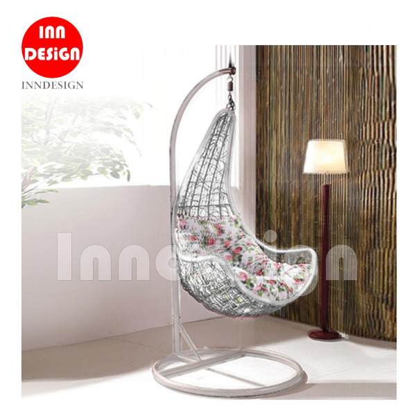 Miki Swing Chair / Lounge Chair / Relax Chair (White + Flower)