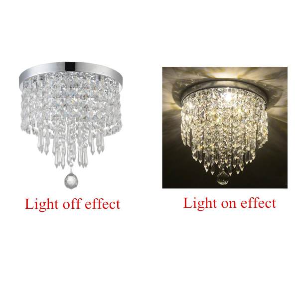 Elegant Chandelier Crystal Lamp Light Ceiling Flush Mount Fixture Home Decor - intl#White Light