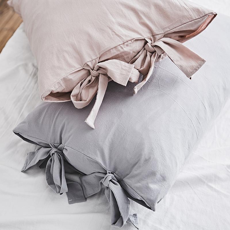 100% Cotton Vỏ Gối Một Chiếc Cặp 2 100% Cotton Màu Bông Giặt Nước Giản Lược Đồng Bằng Bộ Ruột Gối Vỏ Gối 48*74