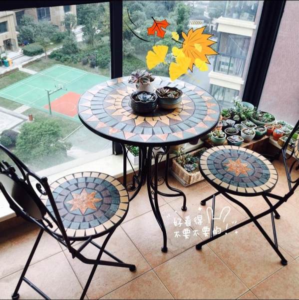 balcony iron 1 table and 2 chairOutdoor cast aluminum furniture indoor garden wrought iron