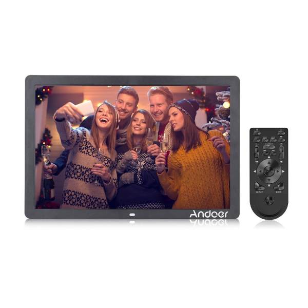 Andoer 17 Inch LED Digital Picture Photo Frame 1920*1080 High Resolution Digital Photo Album 1080P Advertising Machine Scroll Subtitle Electronic Clock Calendar MP3 MP4 Functions with Remote Control + Wall Hanging + 8GB Memo-ry Ca-rd- intl