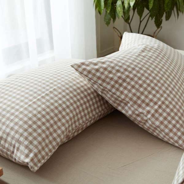 Vân Sọc Bông Giặt Nước Vỏ Gối Giản Lược 100% Cotton Phong Cách Nhật Bản 48x74 Đơn Kẻ Sọc Vỏ Gối Hai Gói