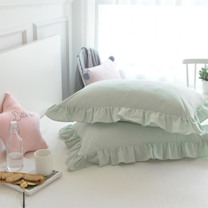 Nổi Danh Trên Mạng 100% Cotton Giặt Bằng Nước Bông Vỏ Gối Viền Lá Sen Phong Cách Công Chúa Dạng Bì Thư Đơn Vỏ Gối Một Cặp Bộ Đồ Dùng Trên Giường