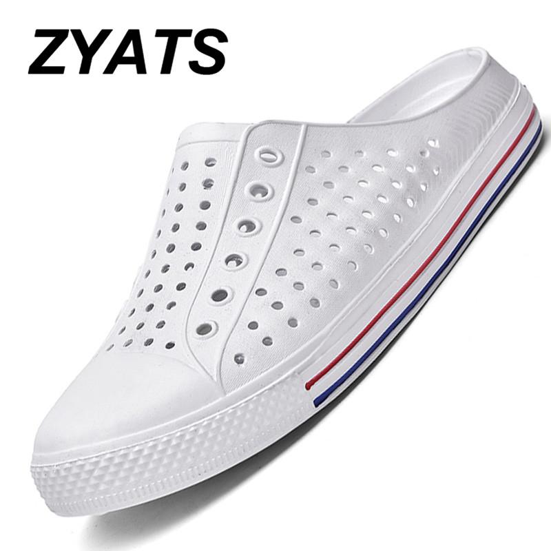 ZYATS ฤดูร้อนรองเท้าแฟชั่นรองเท้าลำลองรองเท้าบุรุษและสตรีรองเท้ากีฬาฮอลโลว์รองเท้าชายหาดบีชรองเท้าใส่รองเท้าแตะรองเท้าแตะแฟชั่นลากครึ่ง