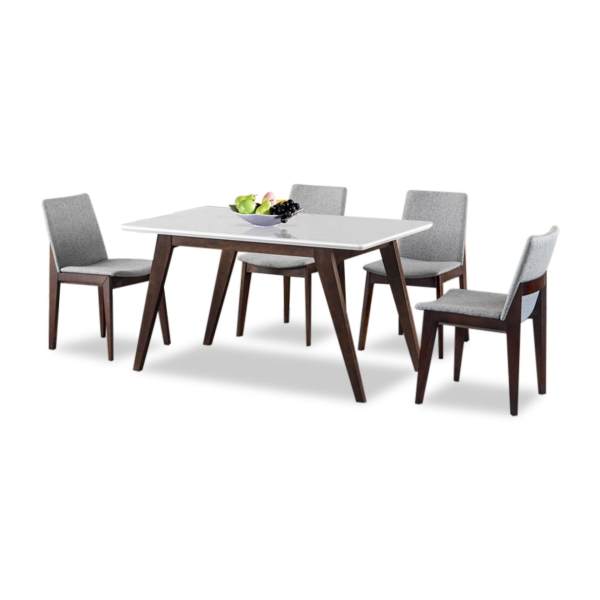 Hanne Tempered Glass Top Dining Table (FREE DELIVERY)(FREE ASSEMBLY)