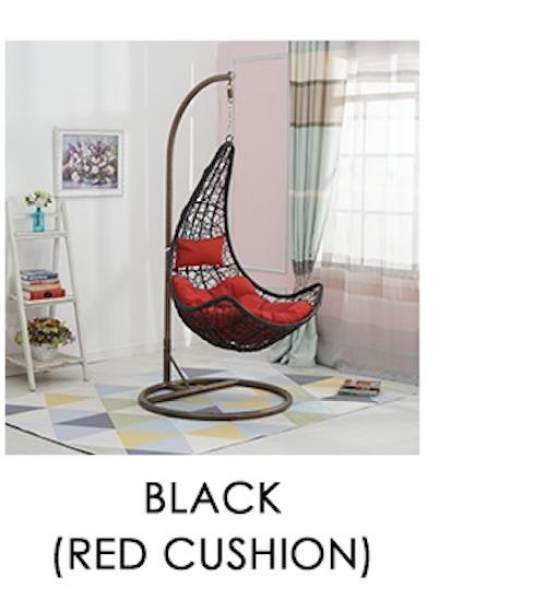 JIJI Moon Shape Swing Chair (Outdoor Seating / Swing Chair) with cushions (Free Installation) - Balcony Swing chair/Relax Chair/ Lounge Chair/ Furniture (SG) Free Delivery