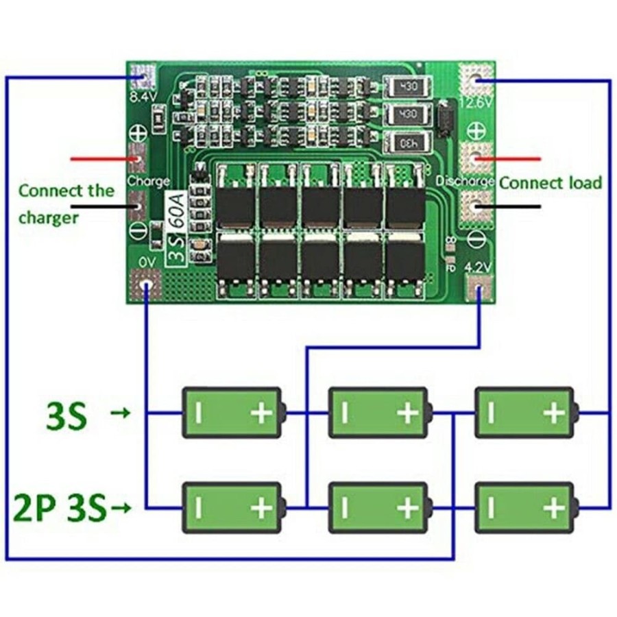 BMS 3S 60A 12V 12 6V Protection Board Balance Version 18650 Baterai