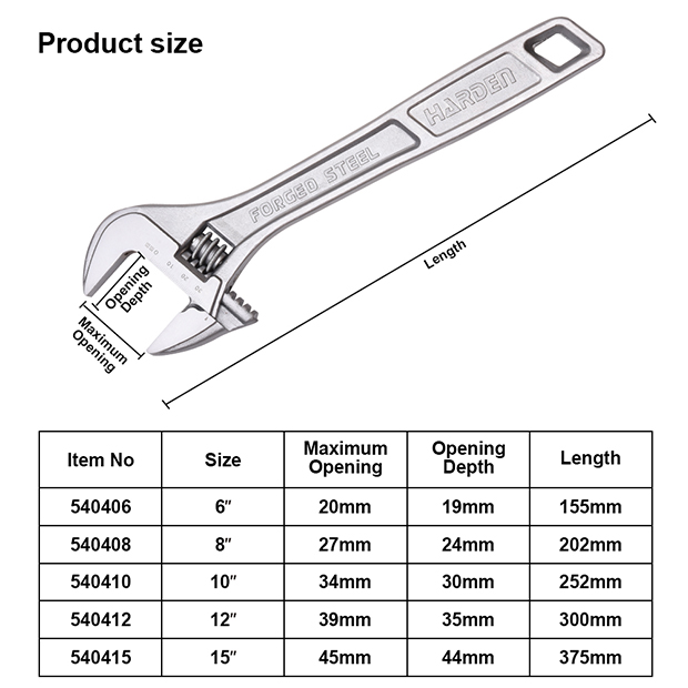 Harden Adjustable Spanner Wrench With Size Options