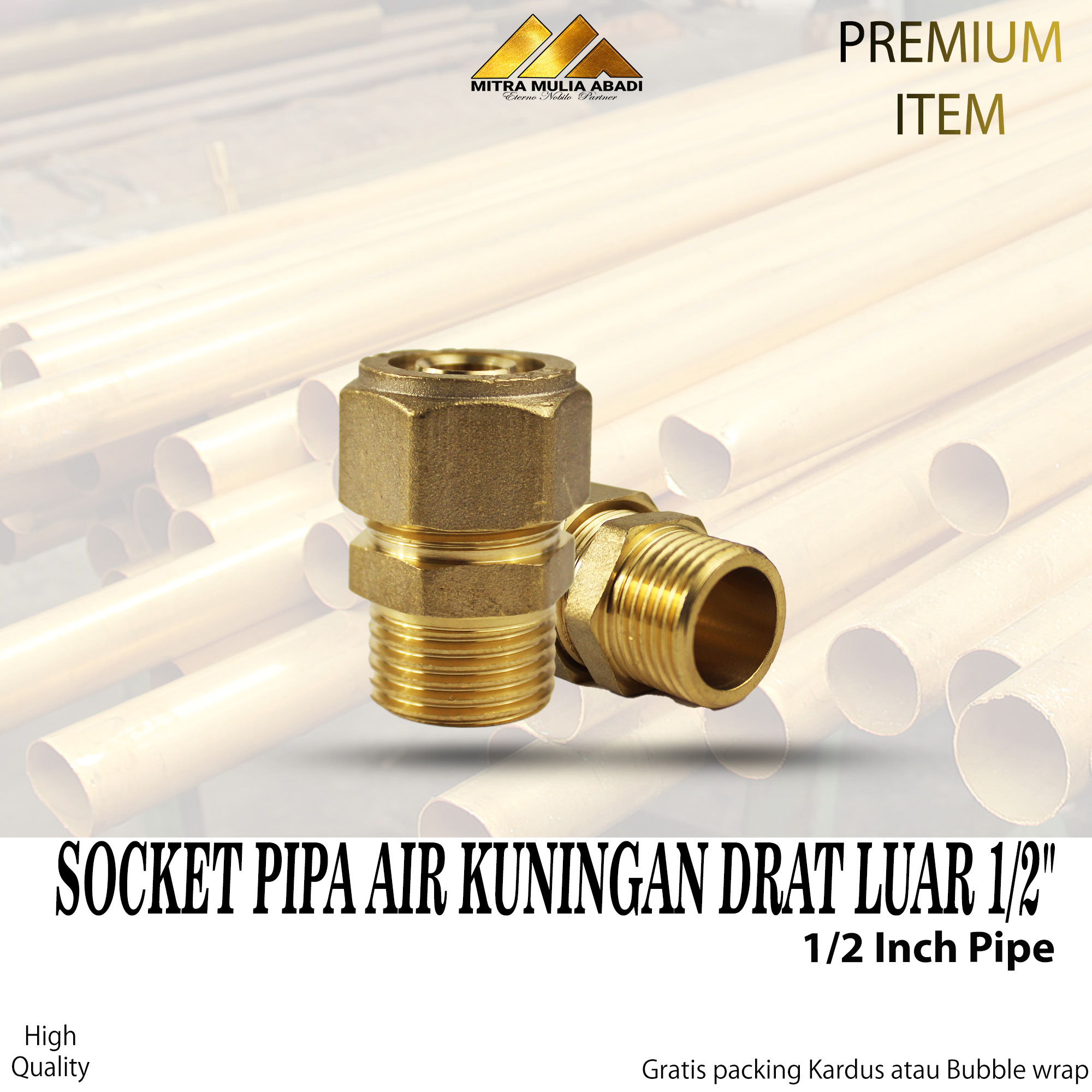 Socket Soket Sambungan Pipa Socket Pipa Air Panas Kuningan Drat Luar