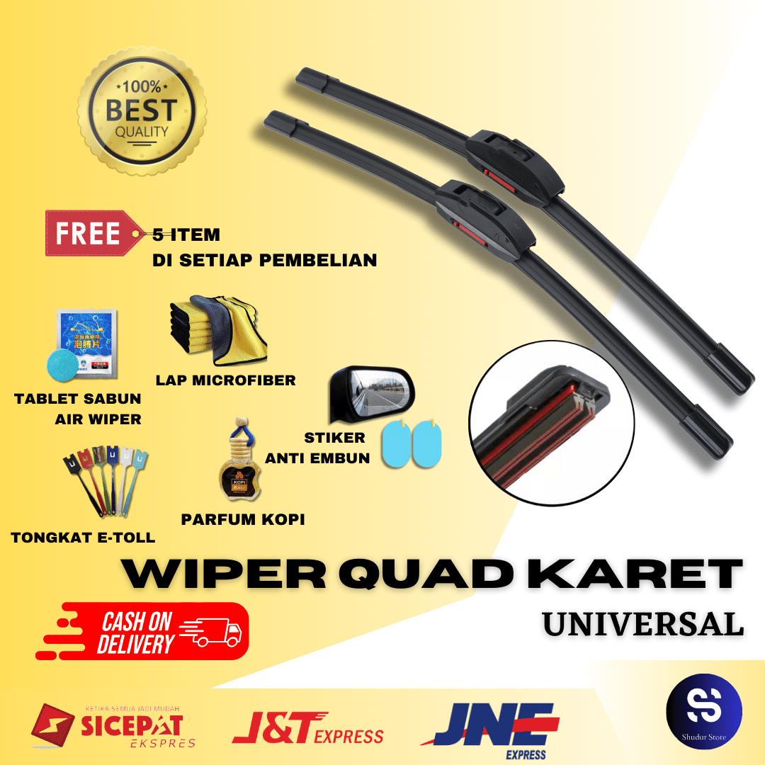 Wiper Quad 4 Blade Frameless Model 4 Lapis Karet Blade Universal