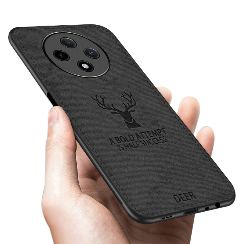 For OPPO Reno 12F Case Slim Hybrid Matte Deer Elk Design Cloth For OPPO Reno12 F Back cover Phone Cases