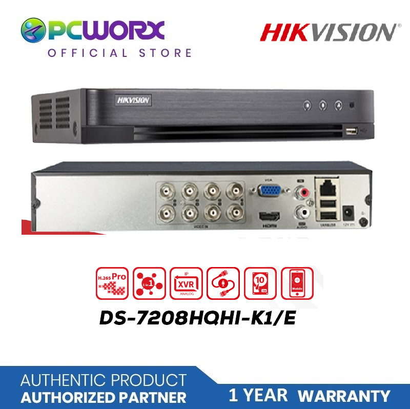 Hikvision DS 7208HQHI K1 E H 265 1080P 4MP Lite 8CH 1SATA 1U DVR