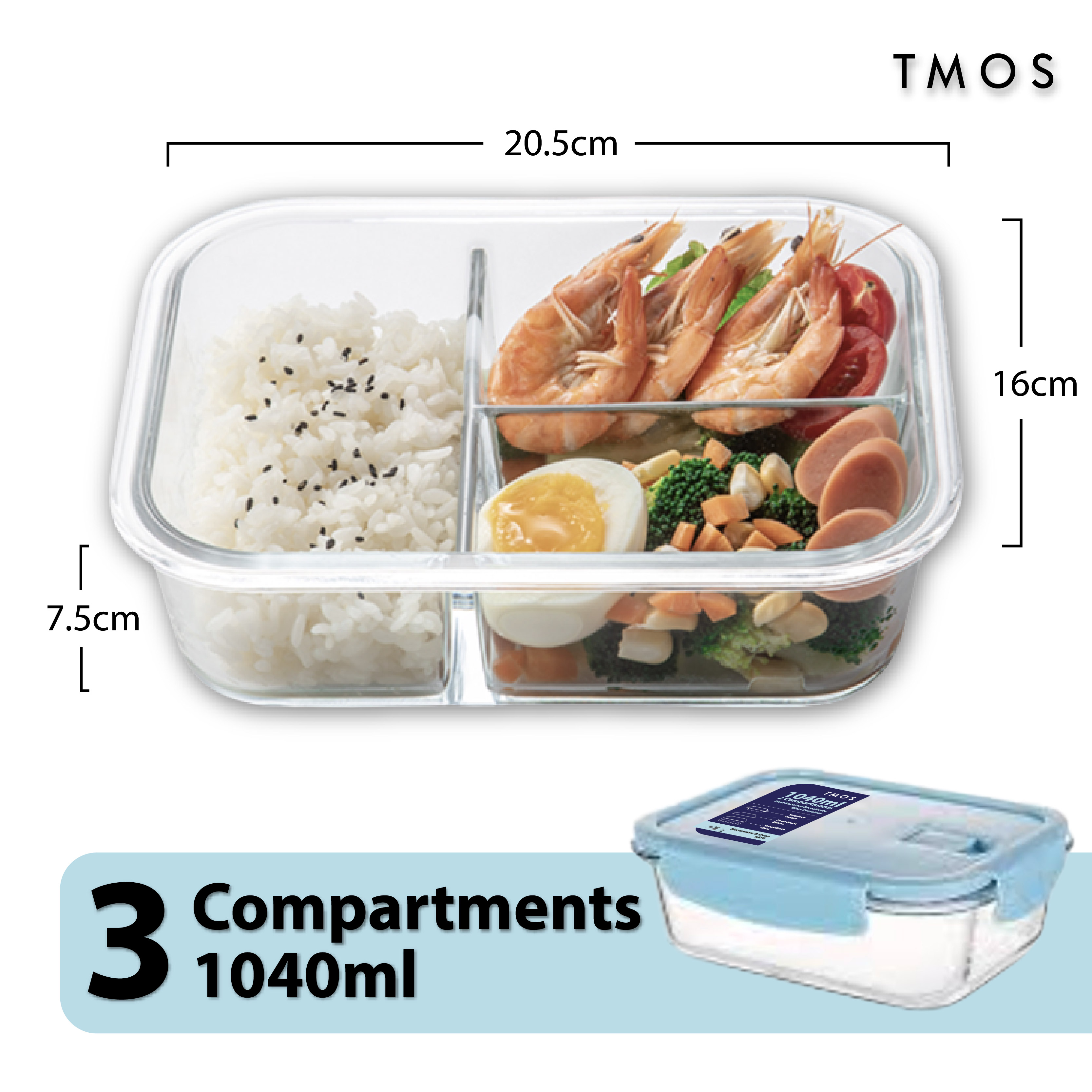 Tmos Pink Blue Lunch Box Set Borosilicate Glass Container Lock Heat