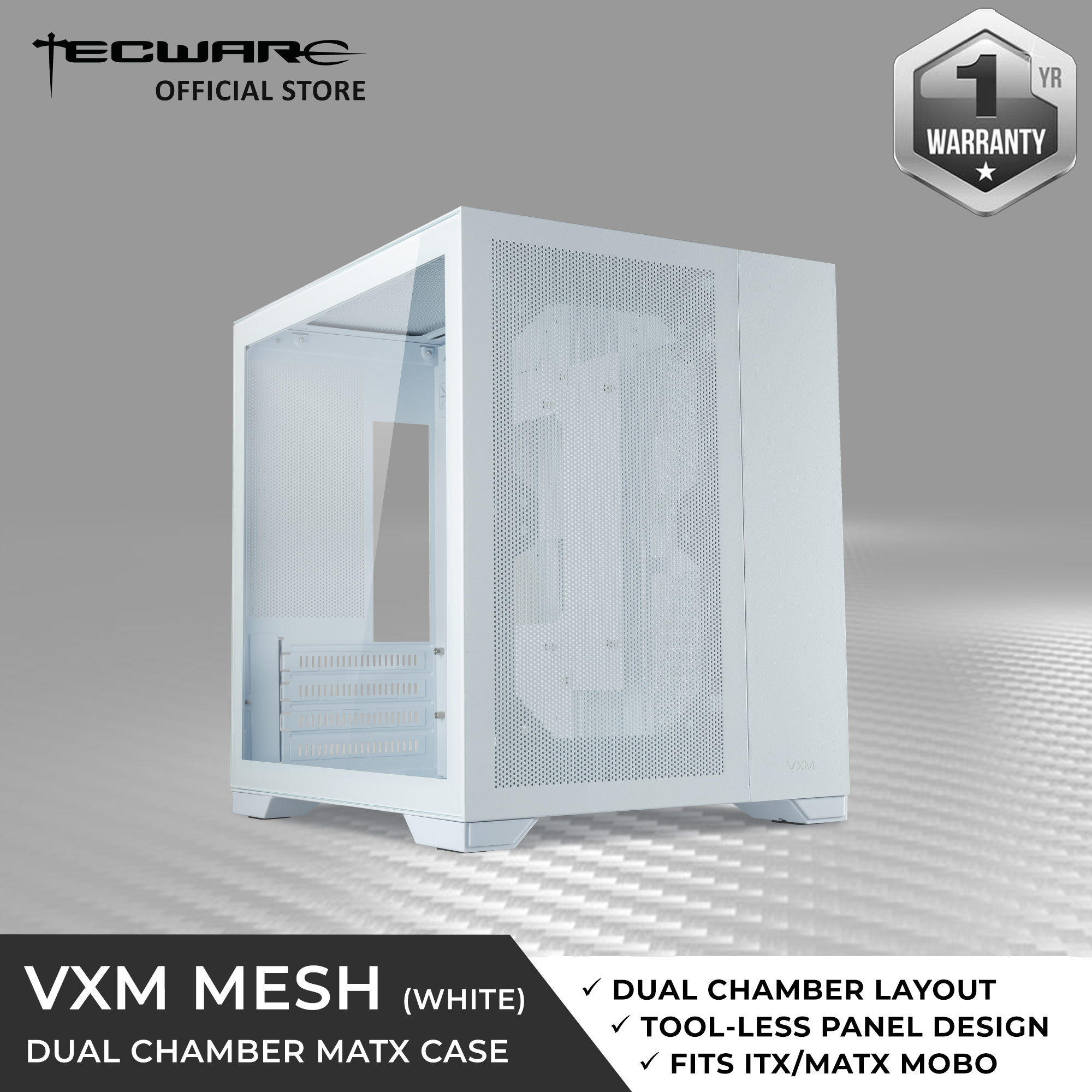 Tecware VXM EVO VXM Mesh Dual Chamber MATX Case 2 Color Options