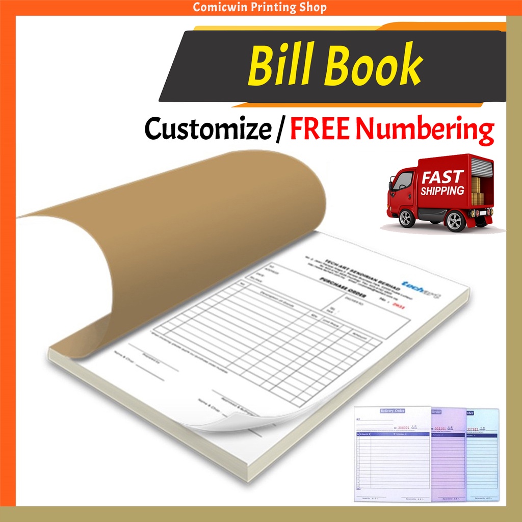 Custom Bill Book A4 A5 2ply 3ply NCR Customize Single Colour Receipt