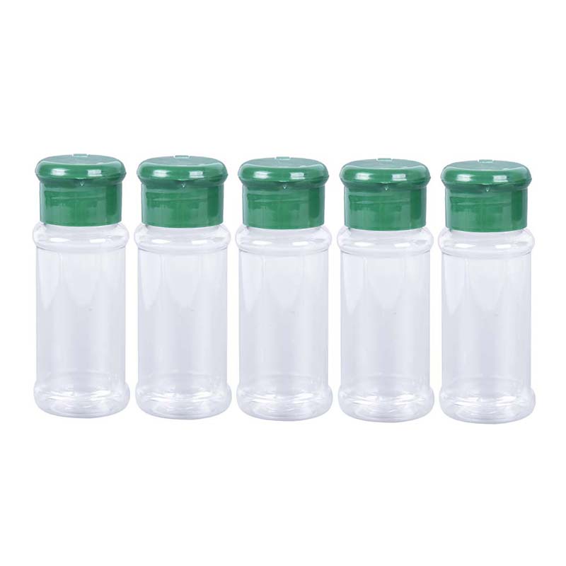5Pc Plastic Spice Salt Pepper Shakers Seasoning Jar BBQ Condiment Vinegar Bottle