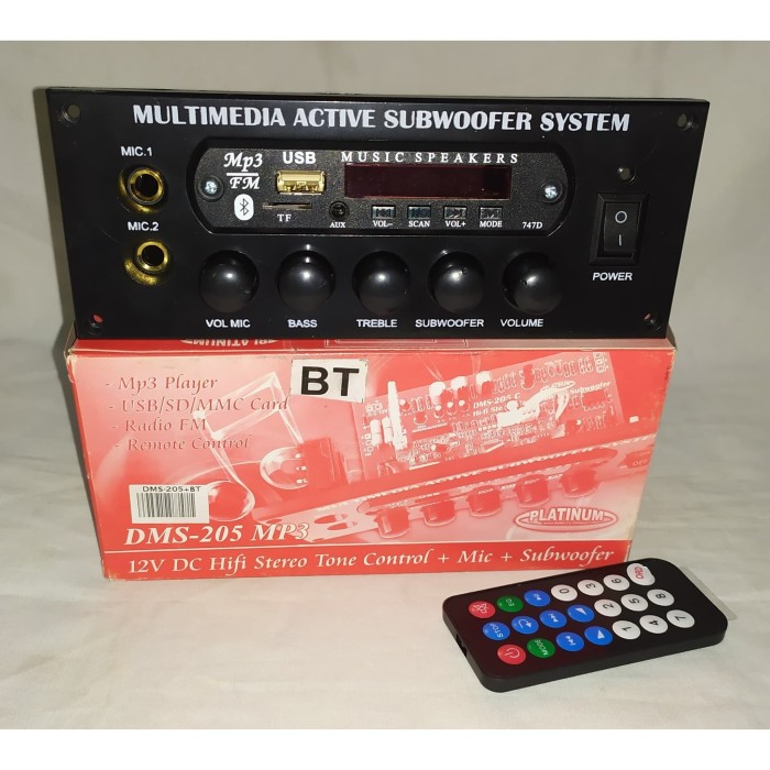 KIT TONE CONTROL STEREO PLUS MP3 PLAYER BT SUBWOOFER DC 12V DMS 205