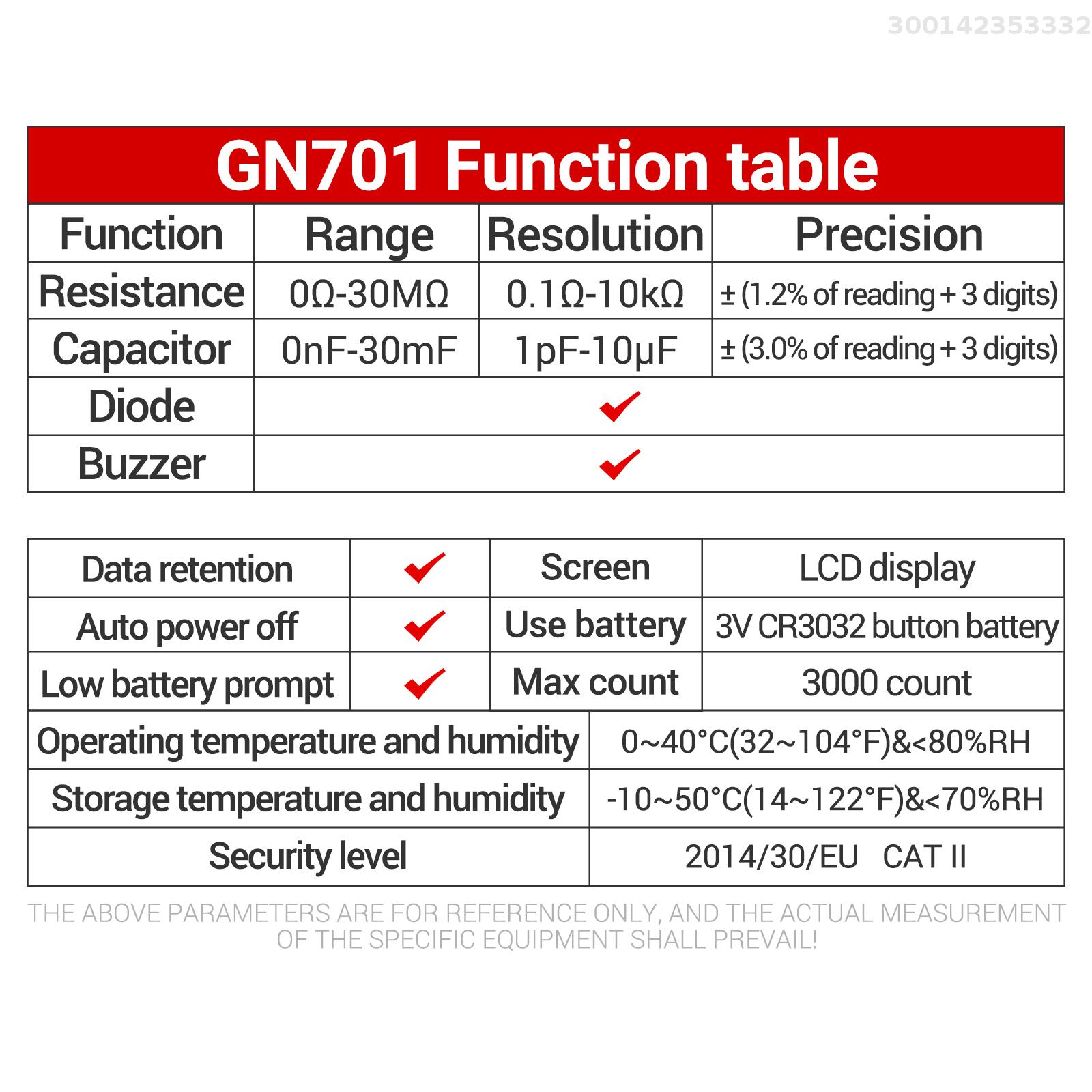 ANENG GN701 Smart SMD Tester 3000 Counts Multimeter Handheld Patch Test Resistance Capacitance Continuity Diode Test Meter Tools. 
