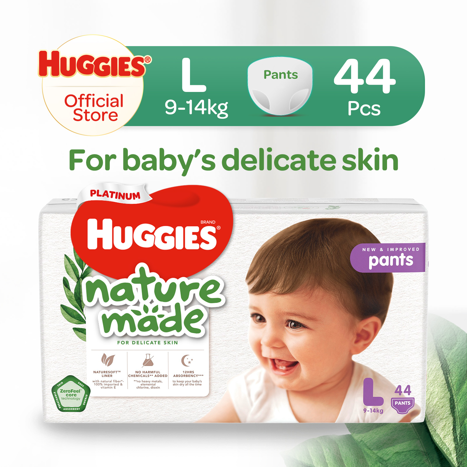 Single Huggies Platinum Naturemade Pants L 44pcs 9 14kg Lazada