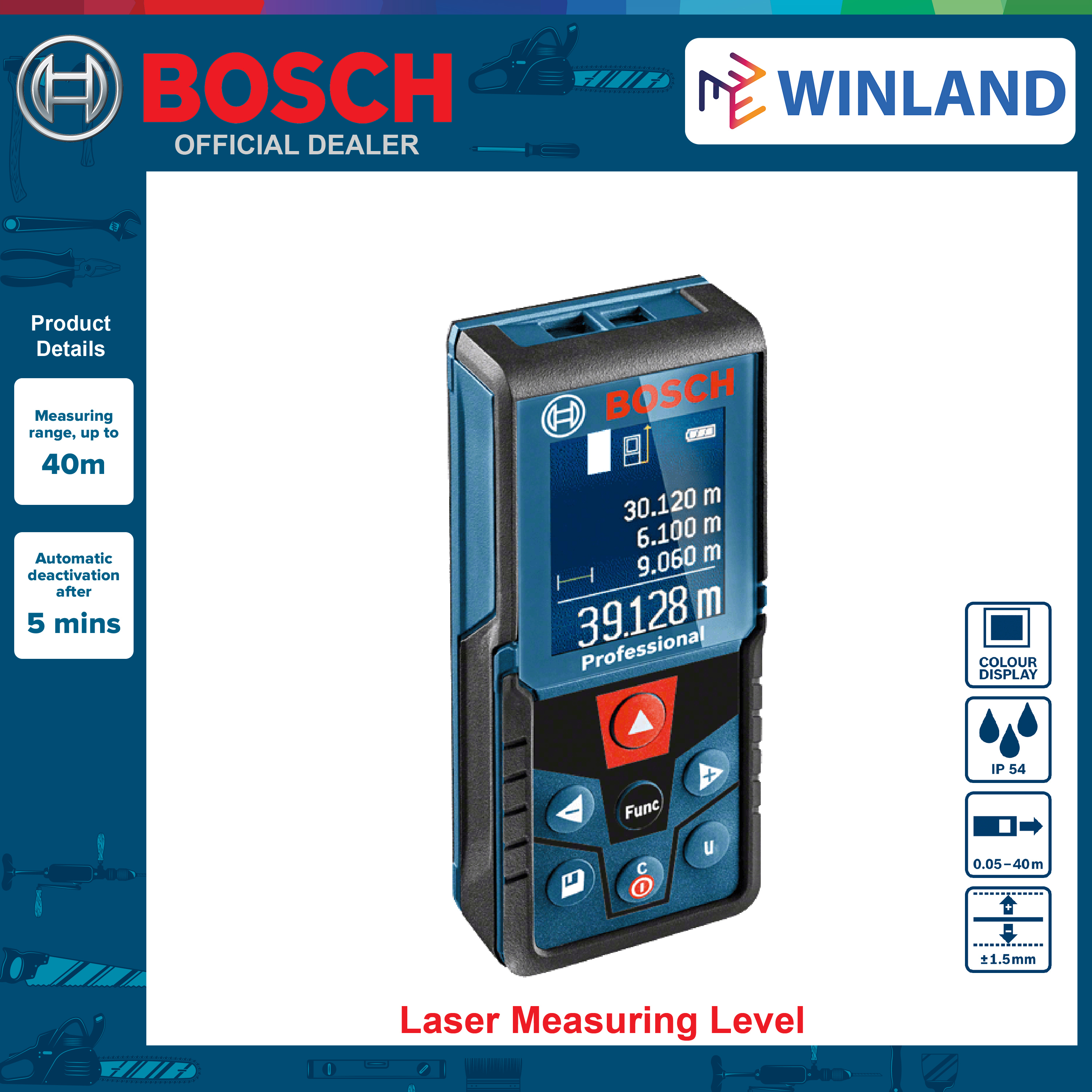 Bosch By Winland Professional Laser Measuring Level Meters Glm