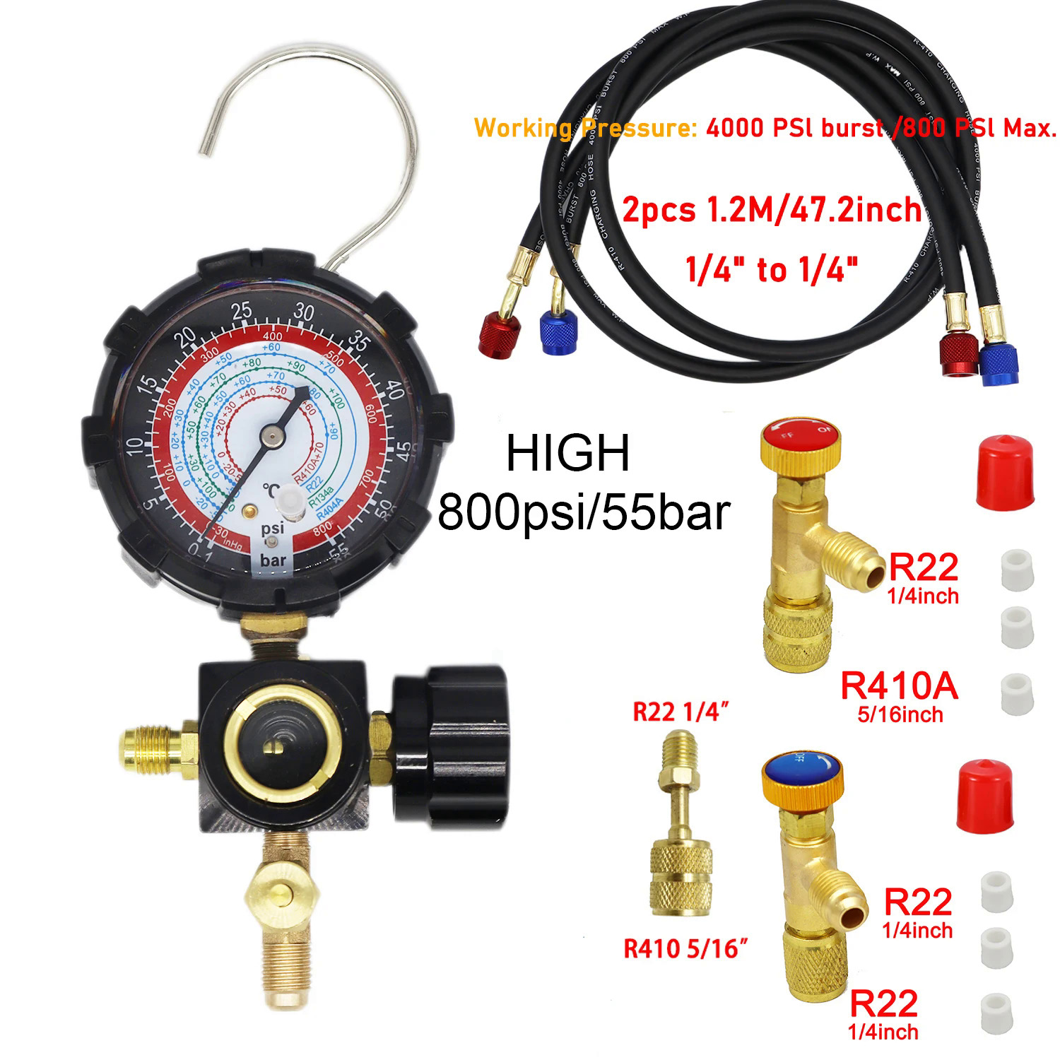 R A Diagnostic Manifold Freon Gauge Set High Pressure A C