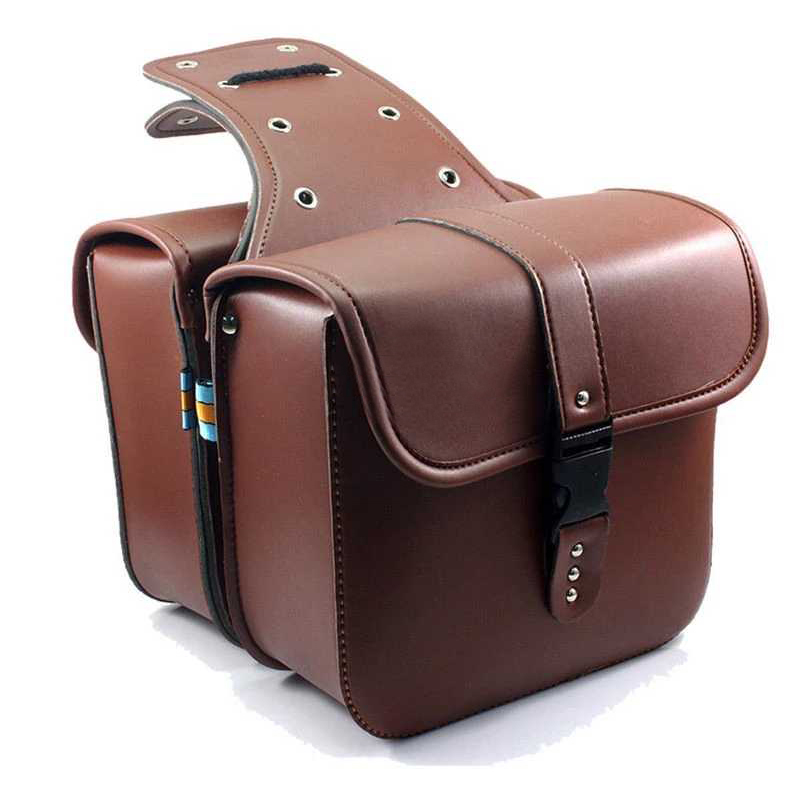 Universal Motorcycle Saddlebags Side Tool Bag PU Leather Luggage Saddle