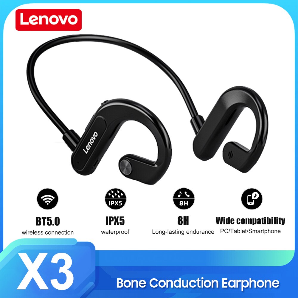 Lenovo X X X Wireless Bluetooth Headphones True Bone Conduction