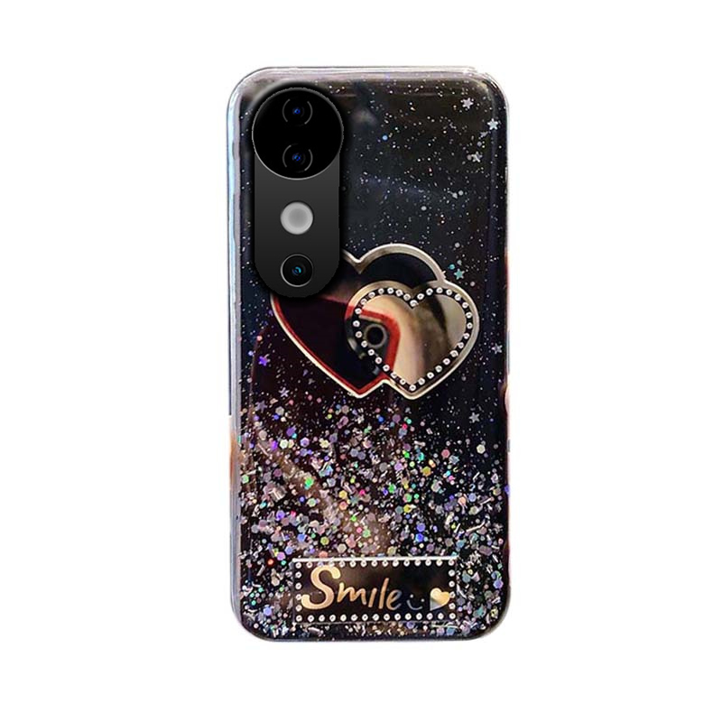 New Phone case Vivo V40 Pro Back cover Glitter Soft Transparent Be Love Makeup Mirror Stars Moon For Vivo V40 Case