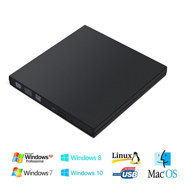Bluesky Ultra Slim USB 2.0 Portable DVD Burner Writer External DVD RW CD RW ROM Player Superdrive for Windows 10/8/7, Apple Mac OS X(Black)
