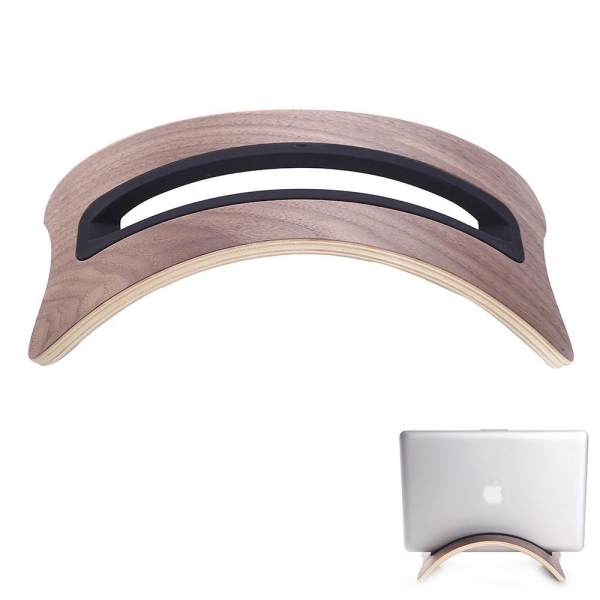 foorvof Walnut Color Modern Wood Desktop Stand For MacBook Pro (Brown)