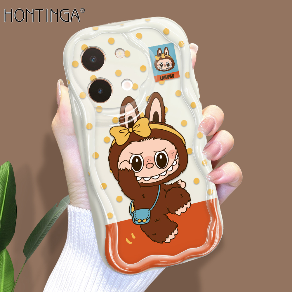 Hontinga for Vivo Y28 4G Back Cover Cute Labubu Phone Case Cream Texture Wavy Edge Soft Mobile Cover