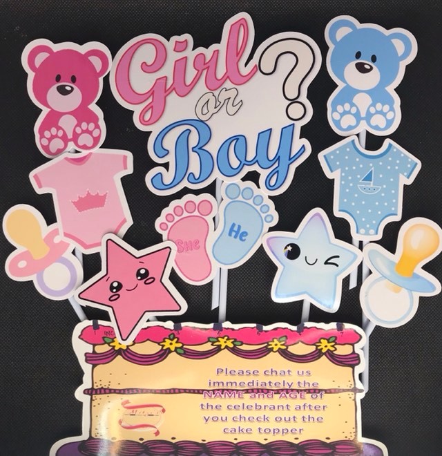 Gender Reveal Cake Toppers With Personalized Name At Age Lazada Ph