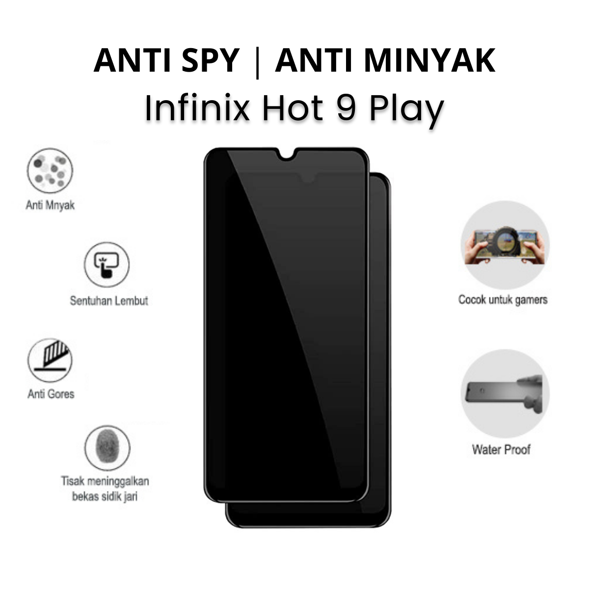 Tempered Glass Anti Spy Anti Minyak Infinix Hot 9 Play Kaca Anti Gores