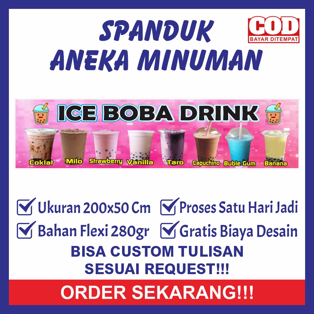 Spanduk Sepanduk Banner Bener Backdrop Plang Usaha Minum Minuman Aneka