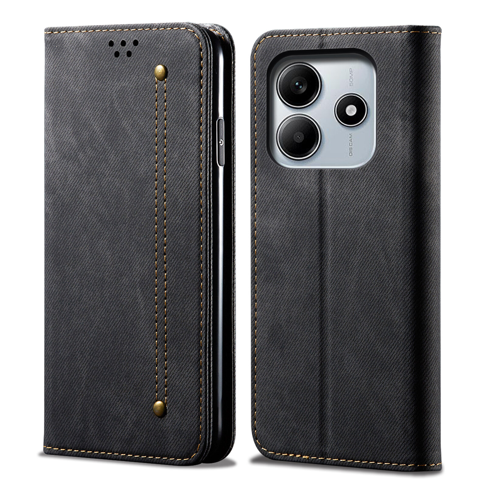 lthmy for Xiaomi Redmi Note 14 5G case Retro Denim Leather Flip Wallet Stand Casing Cover