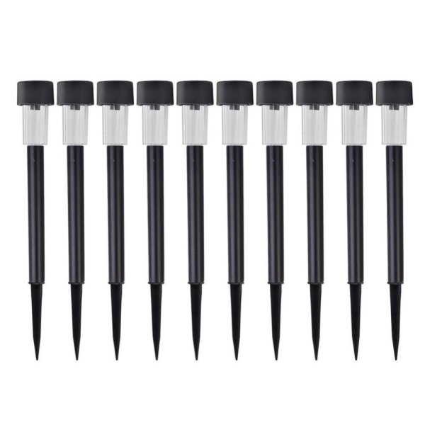 10PCS Black Plastic Solar LED Lawn Light Outdoor Lighting Landscape Path Pathway Garden Lights Color:Warm White