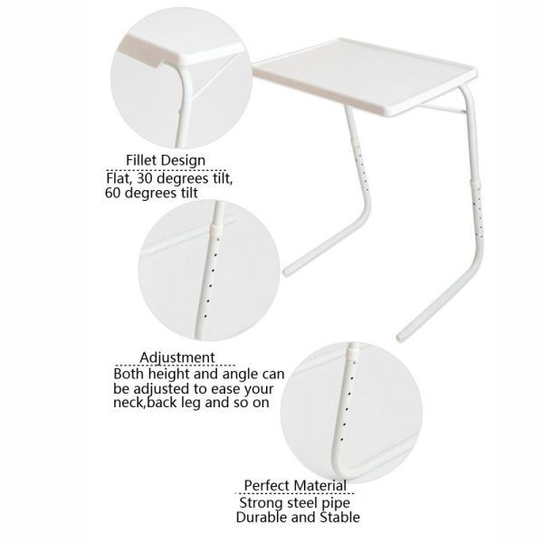 Adjustable Folding Table Dinner Coffee Laptop Table Mate Travelling Tray Tall - intl