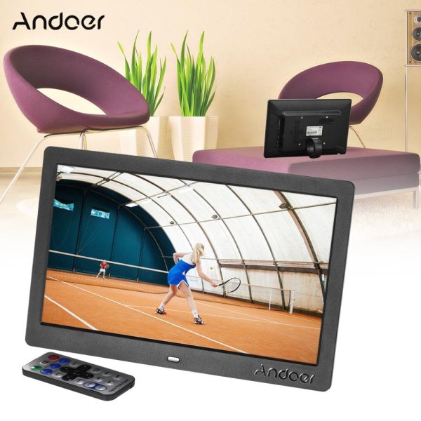 Andoer 10 HD Wide Screen LCD Digital Photo Picture Frame High Resolution 1024*600 Clock MP3 MP4 Video Player with Remote Control Gift Present - intl