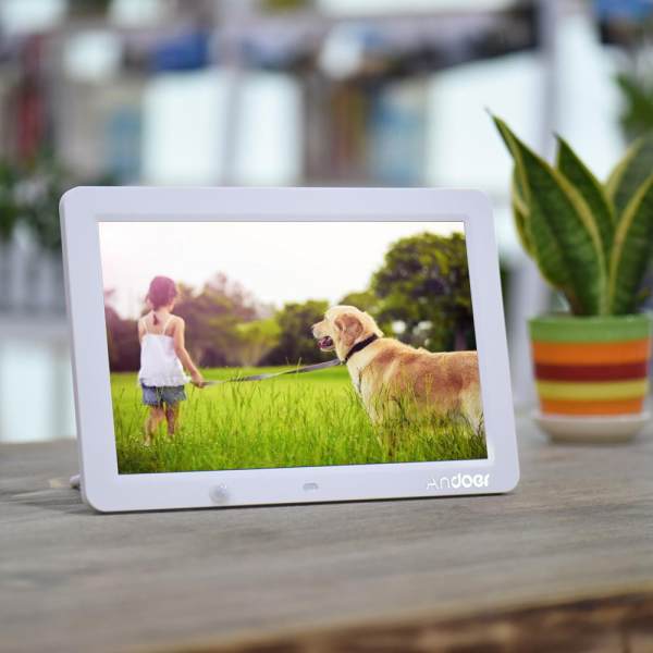 Andoer 12 Inch LED Digital Photo Frame 1280 * 800 Human Motion Induction Detection with Remote Control Support MP3/MP4/Calendar/Alarm Clock Function Christmas Gift White Outdoorfree - intl