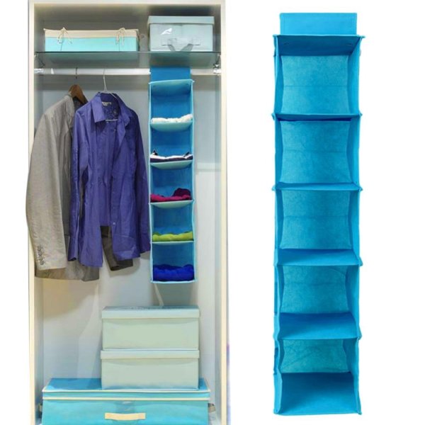 Eachgo Home Hanging Style Non-woven Fabric Underwear Storage Box 5 Layers Clothes Bin Organizer - intl